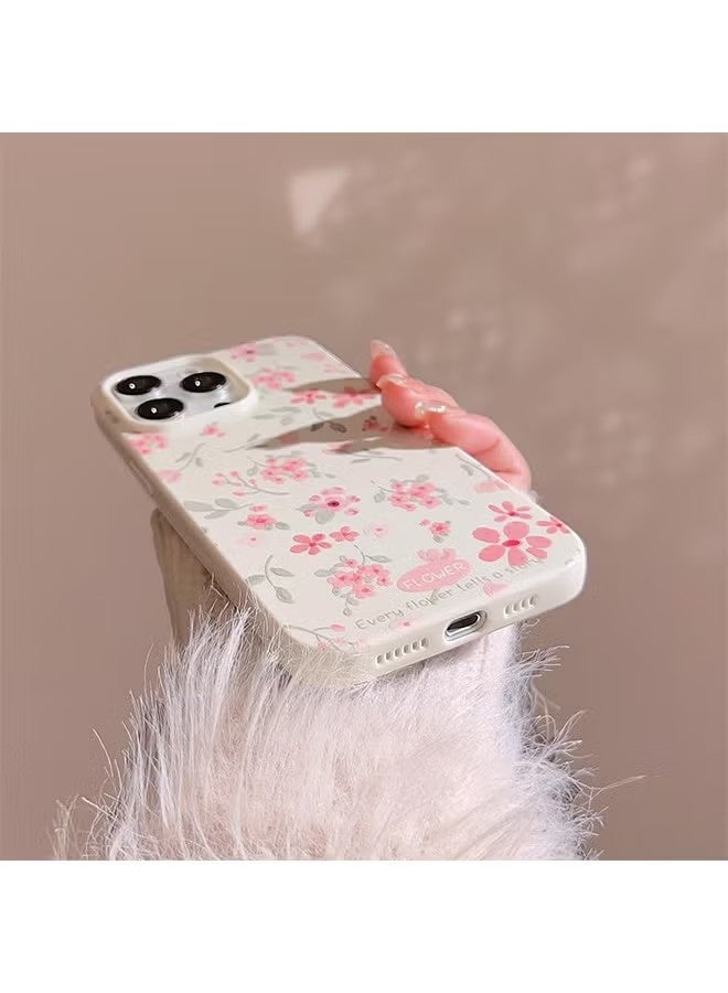 YJ Compatible for iPhone 16 Pro Max Case for Pink Flower Cute Aesthetic Design Floral Women Teen Girls Silicone Slim Cover Protection Phone Cases-White - Image 5