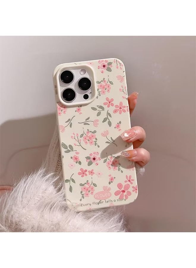 YJ Compatible for iPhone 16 Pro Max Case for Pink Flower Cute Aesthetic Design Floral Women Teen Girls Silicone Slim Cover Protection Phone Cases-White - Image 2