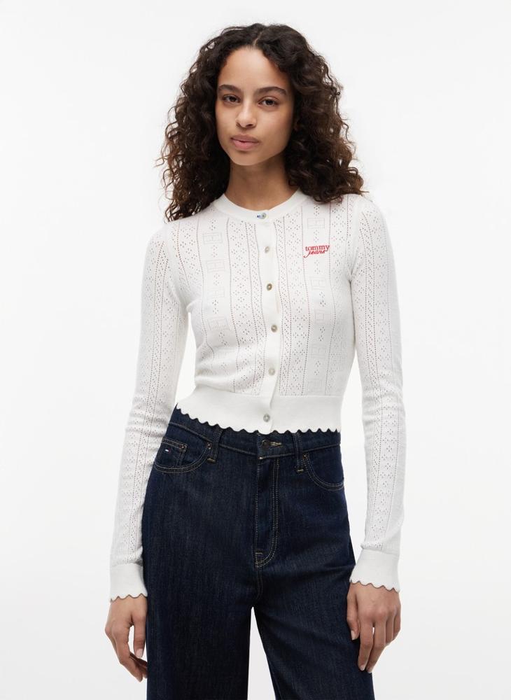 TOMMY JEANS Slim Pointelle Flag Cardigan - Image 1