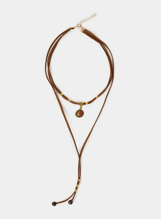 ستايلي Brown Cord Choker