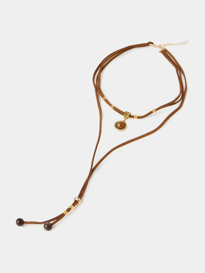 Styli Styli Brown Cord Chocker