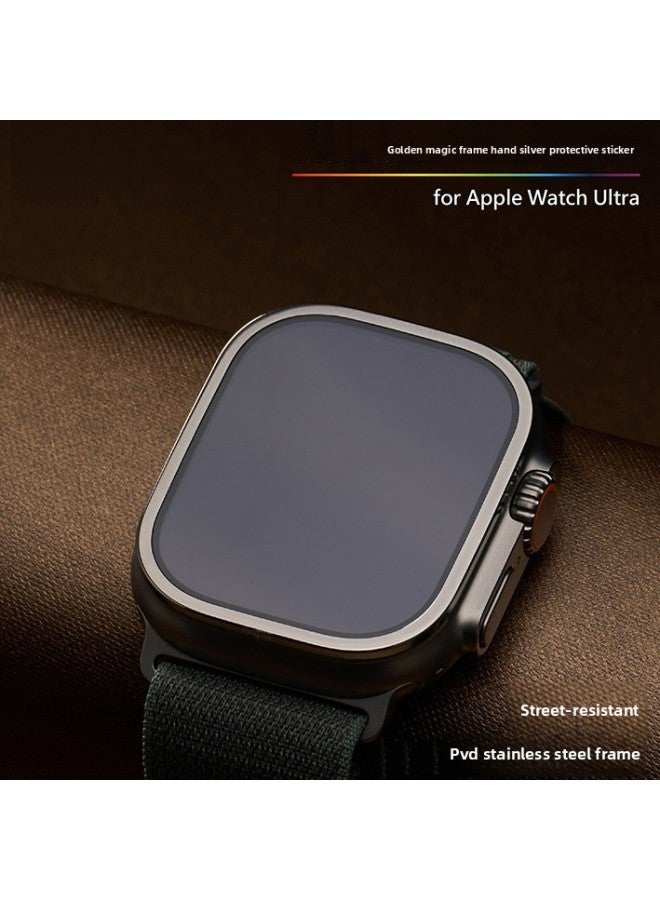 Suitable For Applewatch Ultra 2 Titanium Alloy Watch Frame For Apple Iwatch Protective Film 49mm-Color:Original Titanium Color Screen Protection Frame 【high-end Version】 Boxed-Exterior Dimension:For Apple Watch Ultra2 49mm