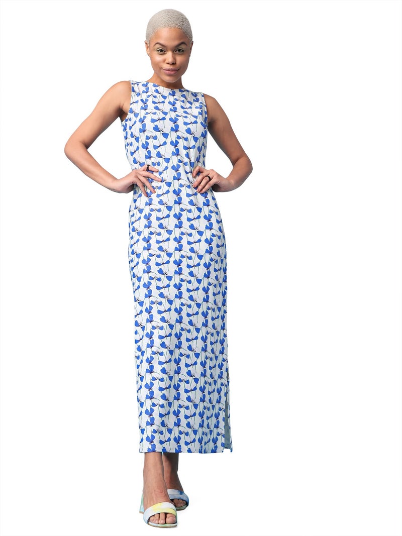 PURVAJA Women’s Bodycon Maxi Length Dress (Wini-109-Fly_White_Large) - Image 1