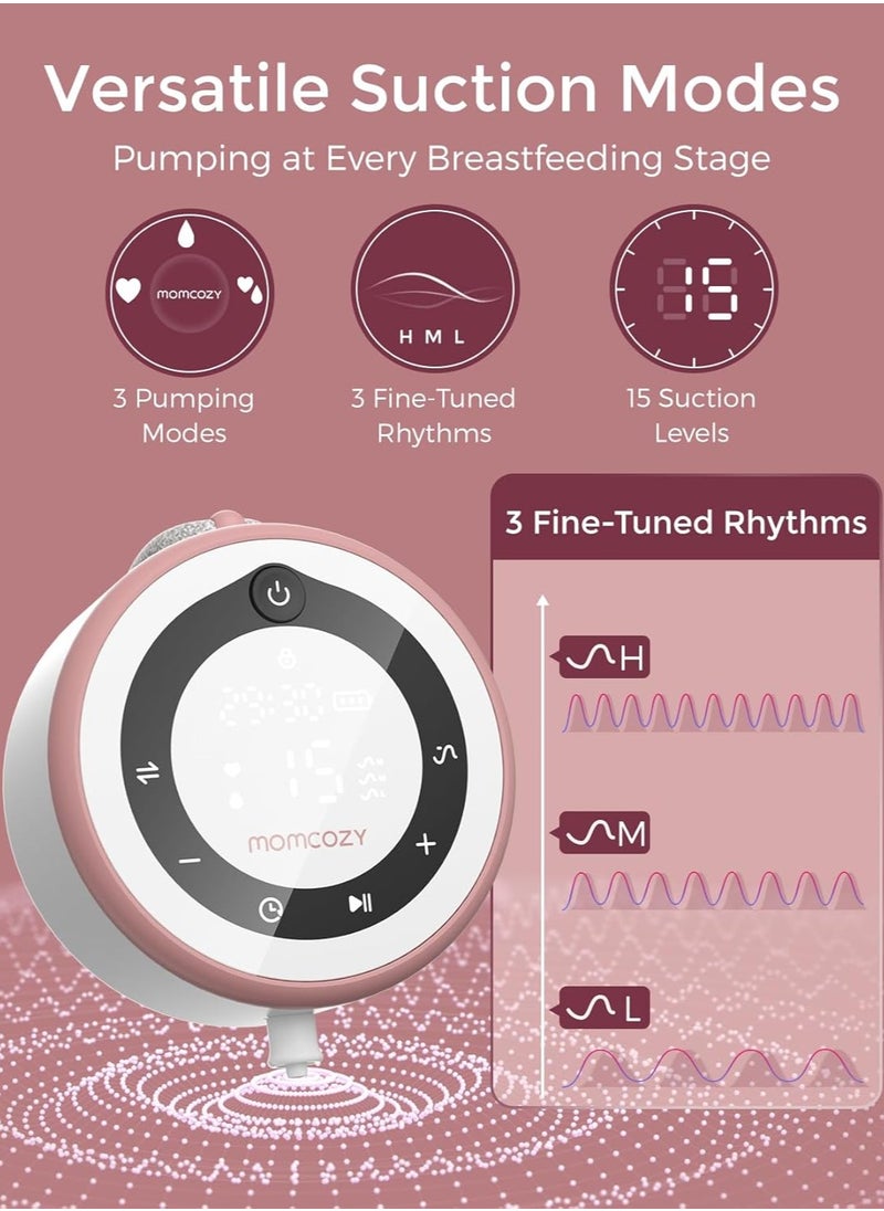 Momcozy Breast Pump V1 Pro Hospital-Grade, Upgraded Electric Pump with 3 Fine-Tuned Rhythms, Hands-Free & Portable Wearable Pump, 3 Modes 15 Levels  - Image 3