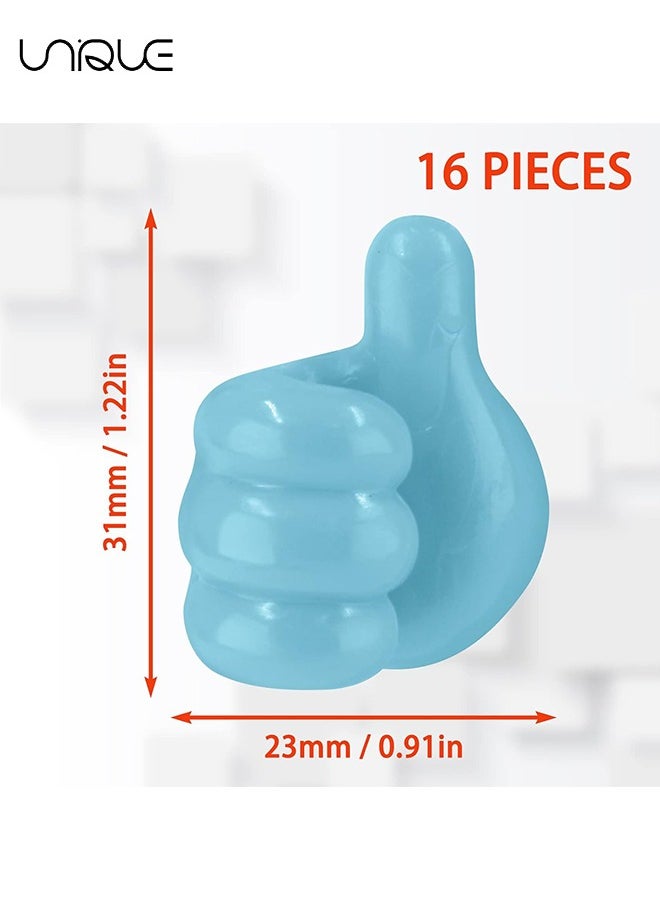 Unique - Thumb Wall Hooks for Hanging, 12 Pcs Creative Silicone Self Adhesive Thumb Cable Organizer Clips, Multifunction Nails-Free Finger Adhesive Hooks for Kitchen Living Room Bedroom - Image 1