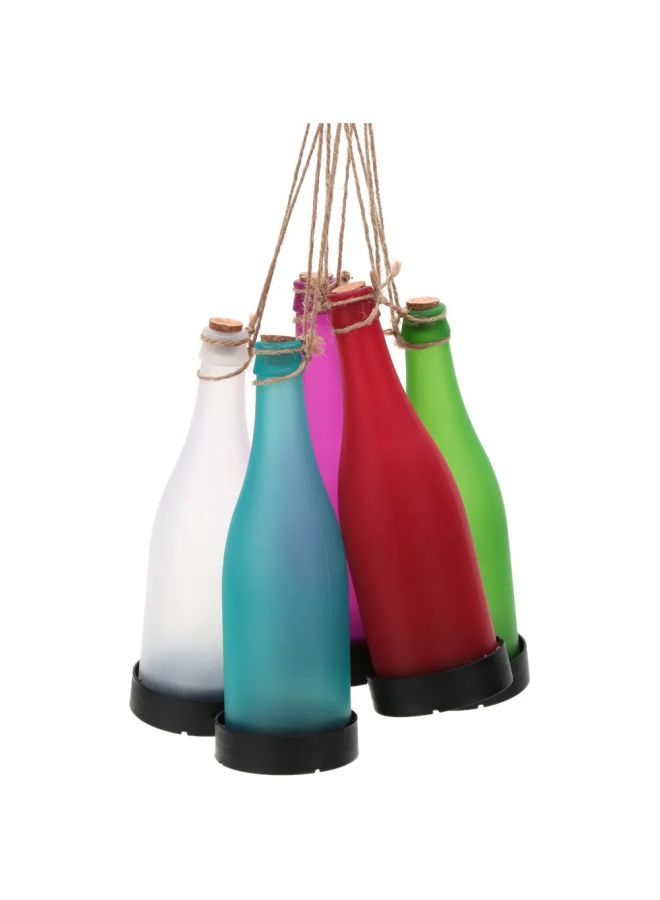 NIBEMINENT 5-Piece Cork Wine Bottle LED Hanging Lamp Set Multicolour - Image 3