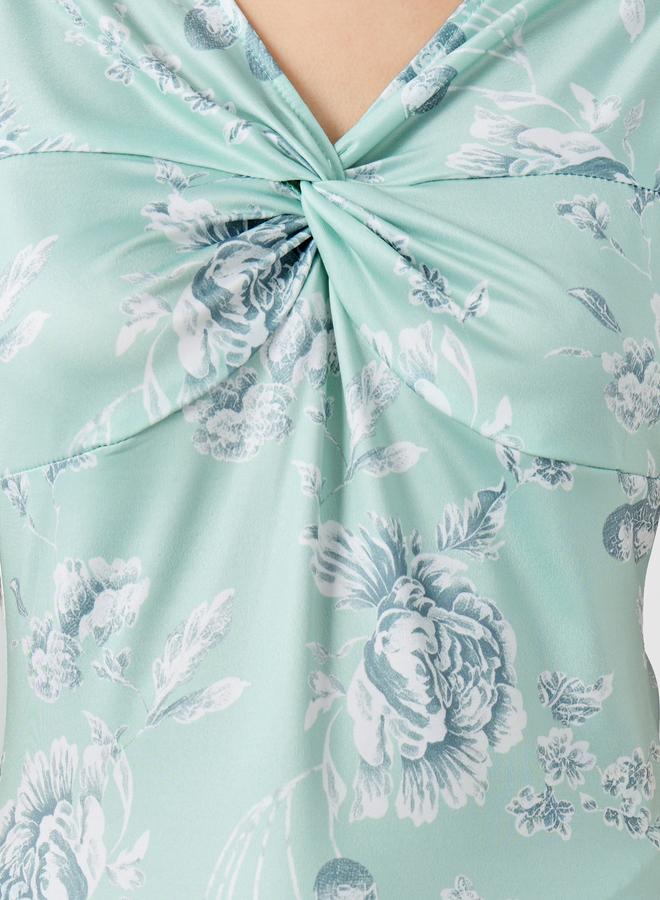 Take Two Printed V-Neck Sleeveless Top with Front Twist Detail - Image 3