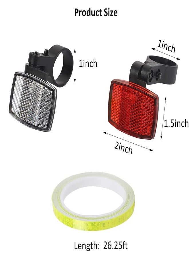 VICDUEKG 5 Pcs Bike Front and Rear Reflectors Kit Bicycle Reflector with Reflective Tape Mountain Bike Safety Warning Reflectors for Handlebar and Seatpost Night Riding Cycling, Red and White - Image 2