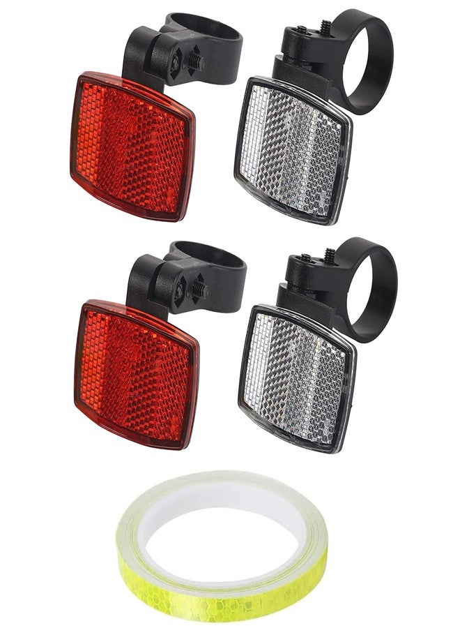 VICDUEKG 5 Pcs Bike Front and Rear Reflectors Kit Bicycle Reflector with Reflective Tape Mountain Bike Safety Warning Reflectors for Handlebar and Seatpost Night Riding Cycling, Red and White - Image 1