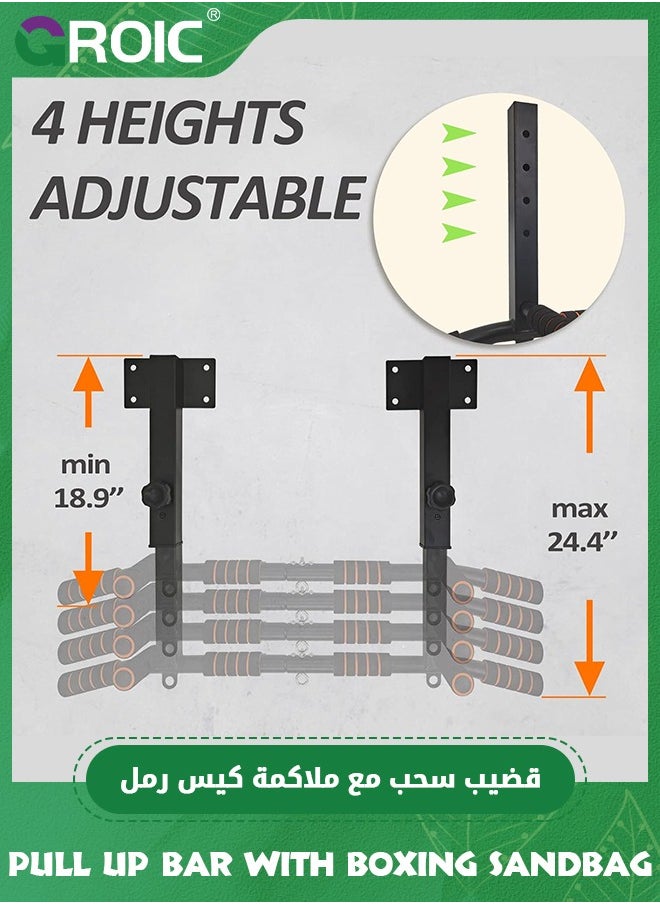 GROIC Wall Mounted Pull Up Bar and Dip Station,Heavy Duty Wall Mount Pull-up Chin Up Bar, Multifunctional Home Gym Workout Exercise Equipment,Gym Quality Pullup Bar  - Image 2