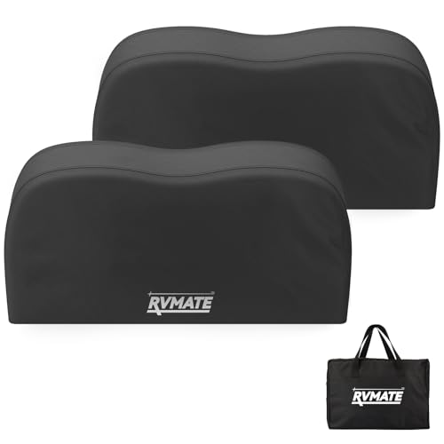 RVMATE RV Tire Covers Dual Axle Wheel Cover 2 Pack Fits 3033 Diameter Tires Waterproof AntiUV 600D Oxford Black Covers Accessories for RVTruckTrailer