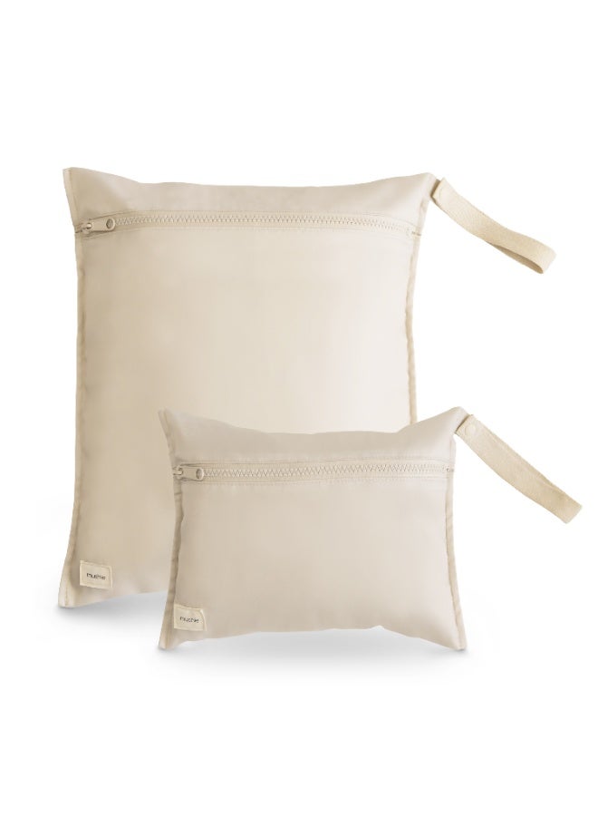 Mushie ​​Water Resistant Wet Bag- 2 Pack​ Fog - Image 1