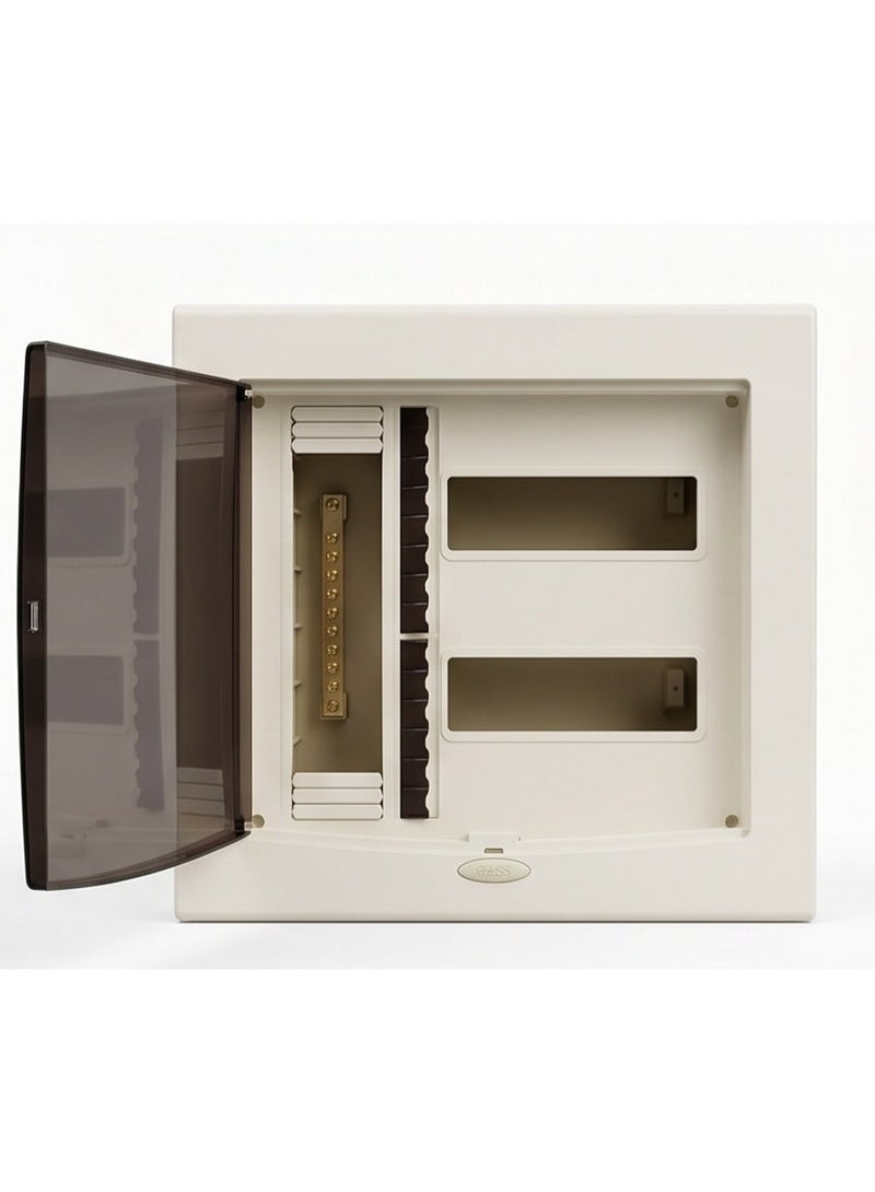Plastic circuit breaker distribution panel with transparent door and 12-wire copper busbar - Image 4