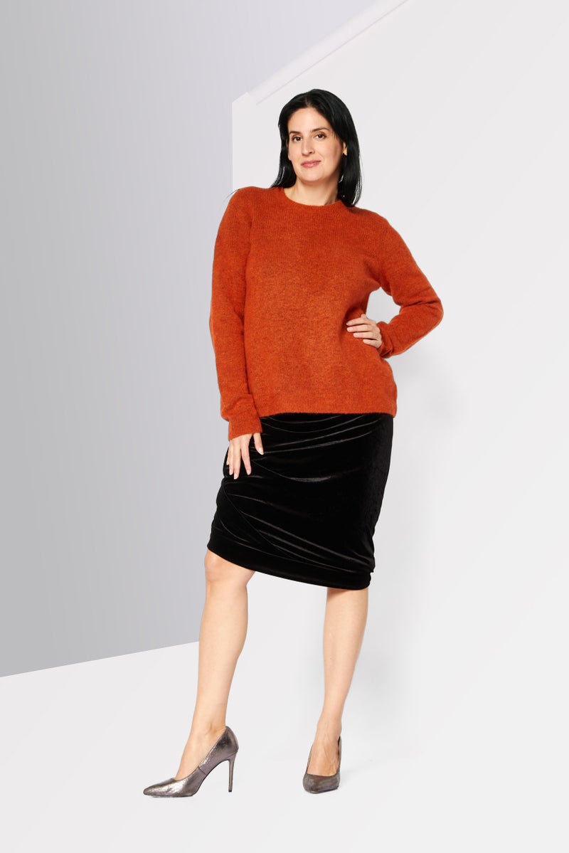 DKNY Women Plain Pull On Midi Skirts, Black - Image 2