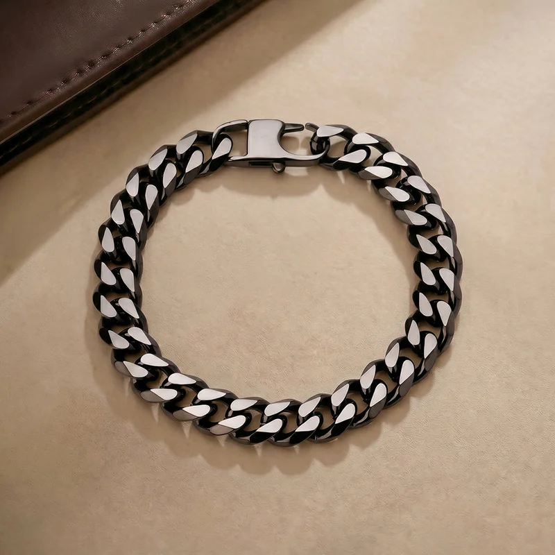 Palmonas Noir Glow Chain Bracelet For Men - Waterproof & Anti-Tarnish