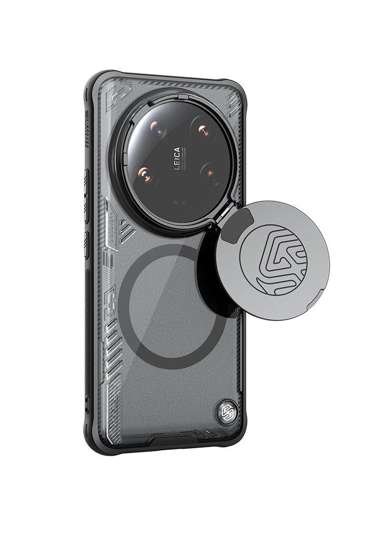 Suitable for Xiaomi 14 Ultra phone case, mecha style metal mirror cover bracket, anti-drop protective case