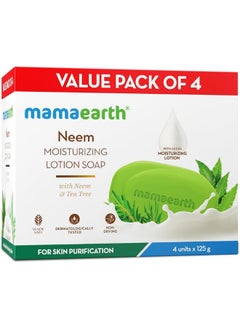 Mamaearth Neem Moisturizing Lotion Soap With Neem And Tea Tree For Skin Purification Value Pack Of 4-125 Gx4 Units  - Image 1