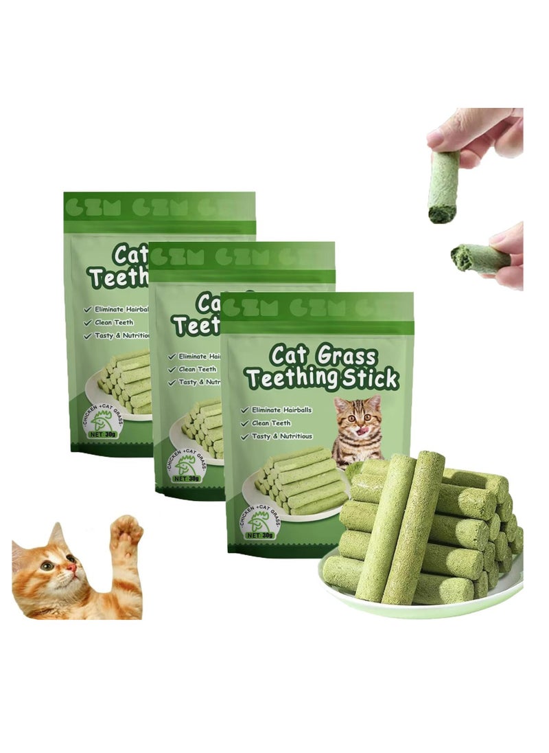Meetion - 18PCS Cat Grass Teething Stick,Cat Grass Sticks,Cat Teeth Cleaning Cat Grass Stick,Natural Freeze Dried Cat Grass Chew Sticks for Hairball Removal, Teeth Cleaning - Image 1