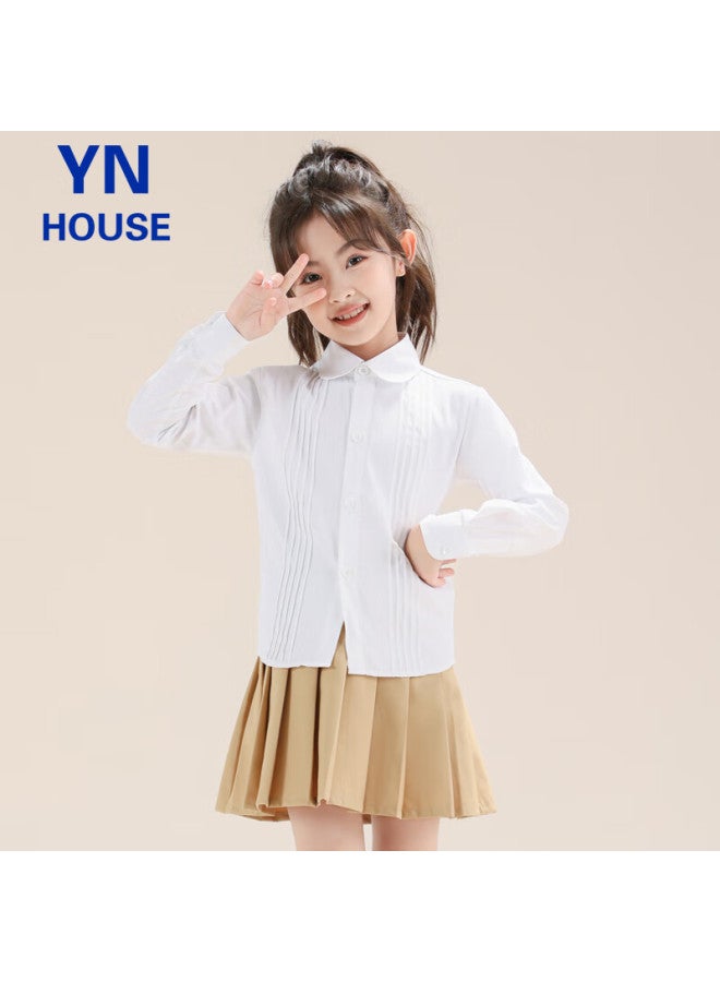 Yinuofang Children's White Long-sleeve Shirt, Performance Costume, Undershirt For Girls, Shirt： White Long Sleeve, 160cm - Image 2