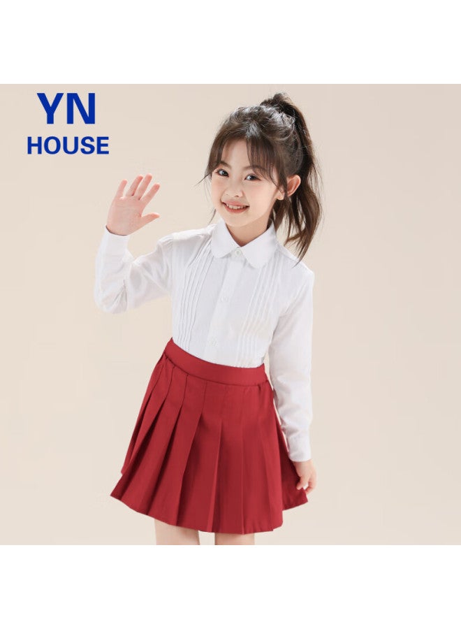 Yinuofang Children's White Long-sleeve Shirt, Performance Costume, Undershirt For Girls, Shirt： White Long Sleeve, 160cm - Image 3