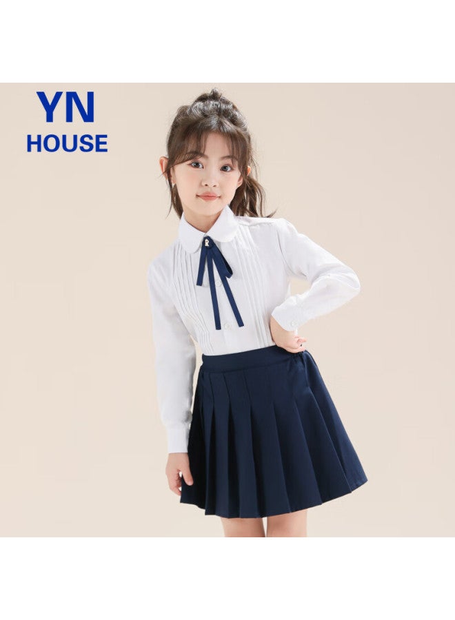 Yinuofang Children's White Long-sleeve Shirt, Performance Costume, Undershirt For Girls, Shirt： White Long Sleeve, 160cm - Image 5