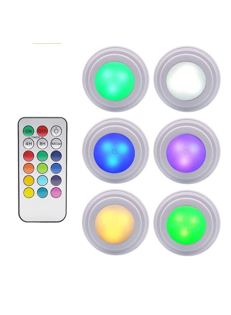 Brightness Adjustable LED Puck Light, Colorful atmosphere gift lamp, wireless remote control clapping lamp, cross-border cabinet small night lamp,creative dimming touch lamp - Image 1