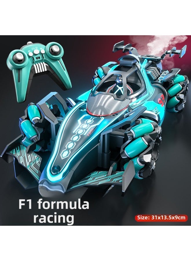 F1 Equation Remote Control Stunt Racing Four-wheel Drive Light Spray Gesture Induction Children's Stunt Drift Toy Car-Color:F1 Formula Racing-green [single Remote Control]-Proportion:Standard Single Battery  - Image 1