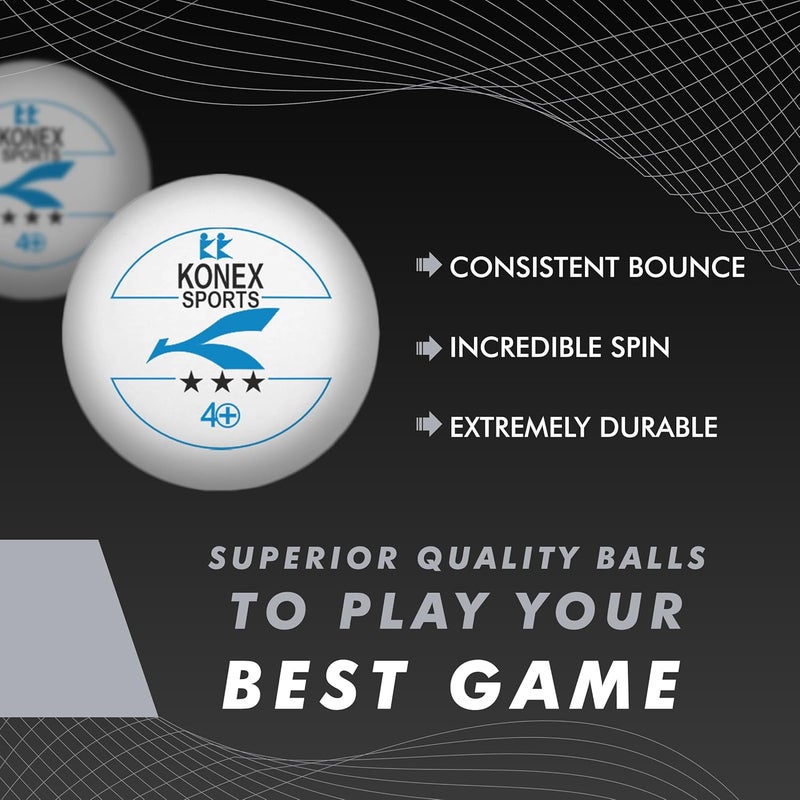 KONEX 40+ Plastic Table Tennis Balls Pack of 6 | High Performance 3-Star ABS TT Balls for Professional Matches and Training | Ideal for Adults & Kids (White) - Image 4