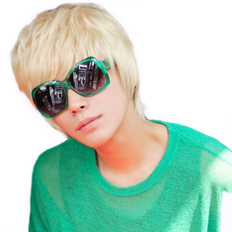OMORFIEER Cool Mens Short Straight Platinum Blonde Wigs Male Man Party Cosplay Full Wig - Image 1