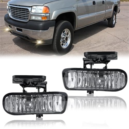 BOXLIGHT Fog Lights Compatible With 2000 2001 2002 2003 2004 2005 2006 GMC Yukon Pickup Truck / 1999 2000 2001 2002 GMC Sierra, A Pair Of Fog Lamps With Housing And Clear Lens - Image 1