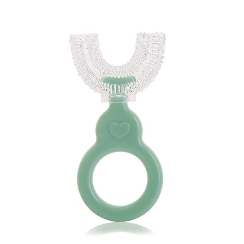 BeeBaby U Shaped Toothbrush for Kids, Baby Toothbrush with Soft Silicone Bristles, 360 Degree Oral Teeth Cleaning. 100% BPA Free, (4 Months+, Green) - Image 1