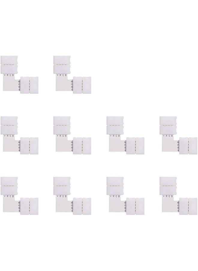 L Shape 4 Pins Rgb Led Strip Connector Quick Splitter Pack Of 10 White