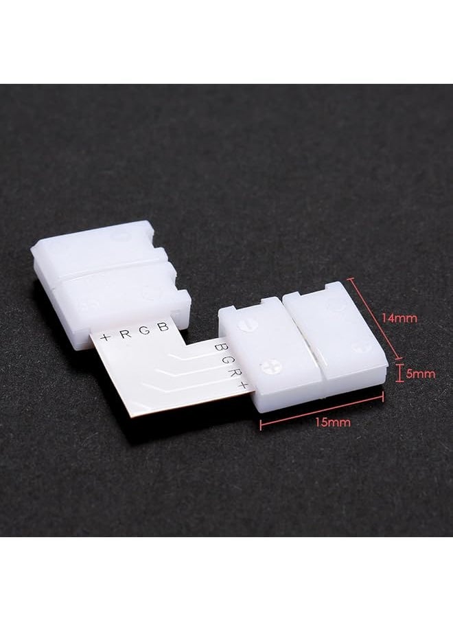 L Shape 4 Pins Rgb Led Strip Connector Quick Splitter Pack Of 10 White