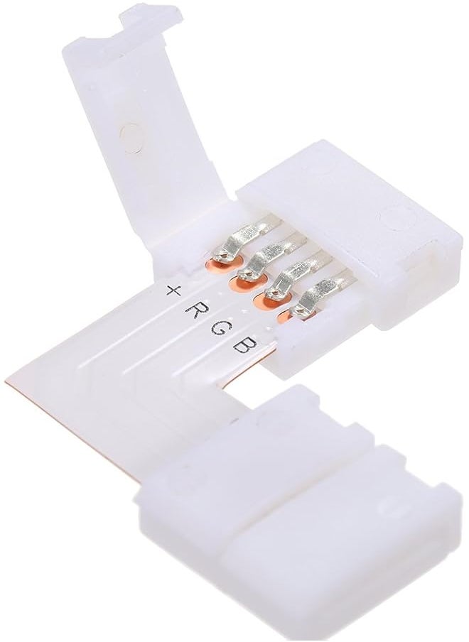 L Shape 4 Pins Rgb Led Strip Connector Quick Splitter Pack Of 10 White