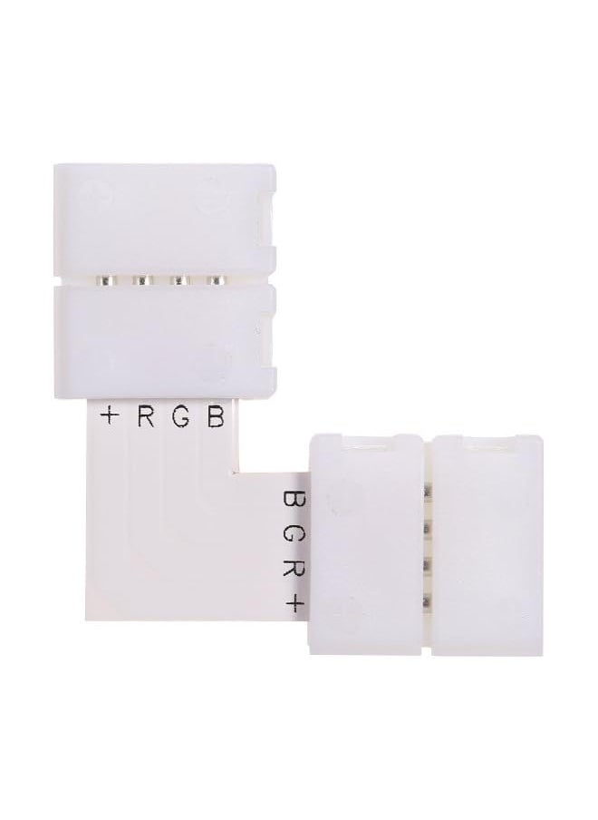 L Shape 4 Pins Rgb Led Strip Connector Quick Splitter Pack Of 10 White