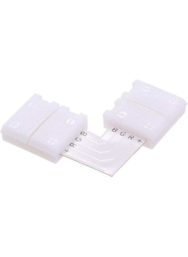 L Shape 4 Pins Rgb Led Strip Connector Quick Splitter Pack Of 10 White