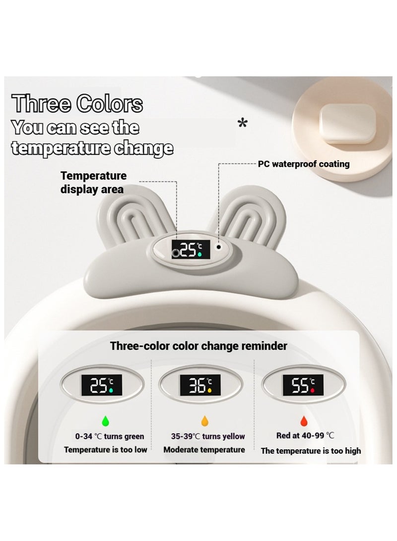 زيريفام حوض استحمام قابل للطي للأطفال الرضع مع مقياس حرارة، حوض استحمام قابل للطي للأطفال الرضع، مع 3 أحواض غسيل ووسادة عائمة ناعمة، أحواض استحمام محمولة للسفر للأطفال حديثي الولادة إلى الأطفال الصغار من عمر 0 ​​إلى 36 شهرًا - Image 2