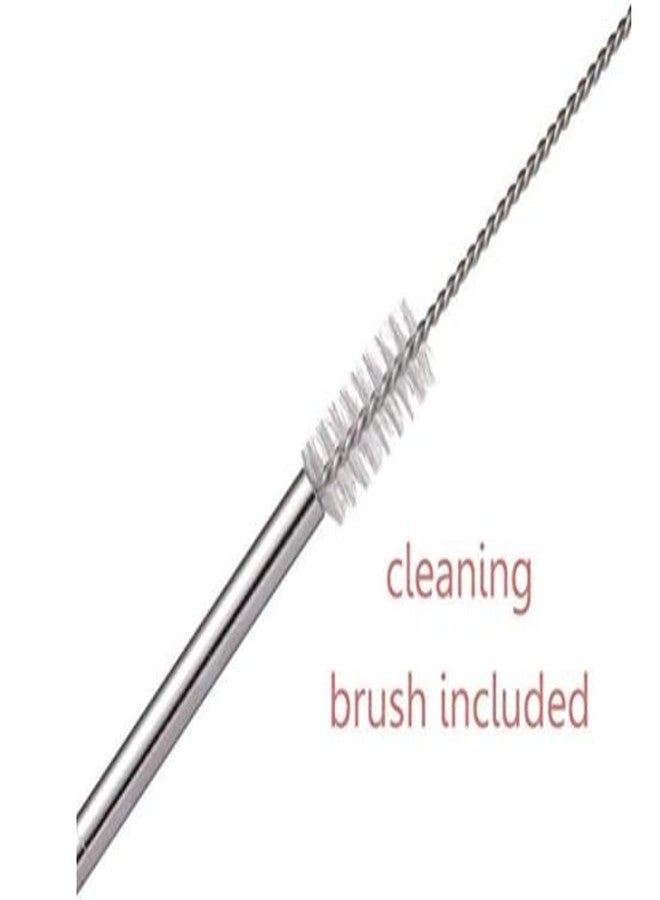 YBN Stainless Steel Straws with Cleaning Brush for Kids & Adults, Bent Reusable Metal Straws, Cutlery (Pack of 4 Straight & 4 Bent, 2 Brush) Long Steel Straws for Drinking & Drinks, Silver - Image 3