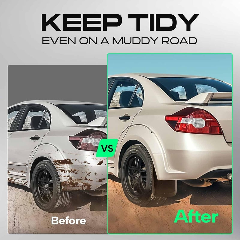 Mud Flaps Splash Guards Replacement for Toyota Camry 2002-2006, Not Fit Se Sportive Model, Mudguards Mudflaps Accessories for Cars Wheel Protector with Hardware Kit, Front & Rear 4Pcs Set - Image 4