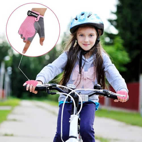 XuoAz Kids Fingerless Bike Gloves - Non Slip Boys-Girls Half Finger Gloves for Cycling Camping Bike Accessories - Image 5