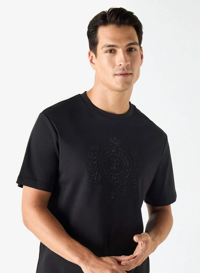 Emperor Emperor Rhinestone Embellished T-shirt with Short Sleeves