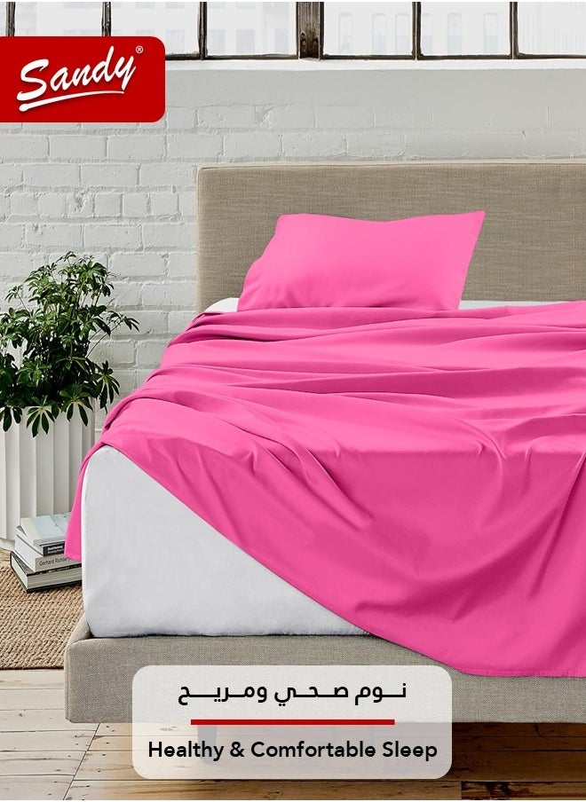 Sandy Sandy Premium Hotel Quality Flat Sheet and Pillow Case, Bed Sheet 2 Pieces Set, Soft & Breathable and Cooling, Extra Twin Size 243 x 167 cm, Fuchsia  - Image 2
