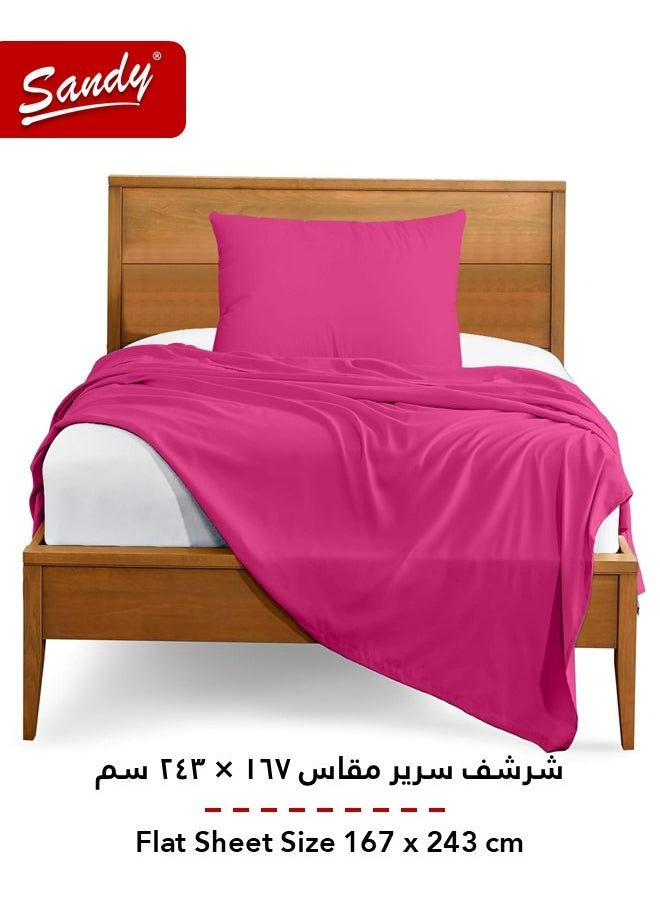 Sandy Sandy Premium Hotel Quality Flat Sheet and Pillow Case, Bed Sheet 2 Pieces Set, Soft & Breathable and Cooling, Extra Twin Size 243 x 167 cm, Fuchsia  - Image 3