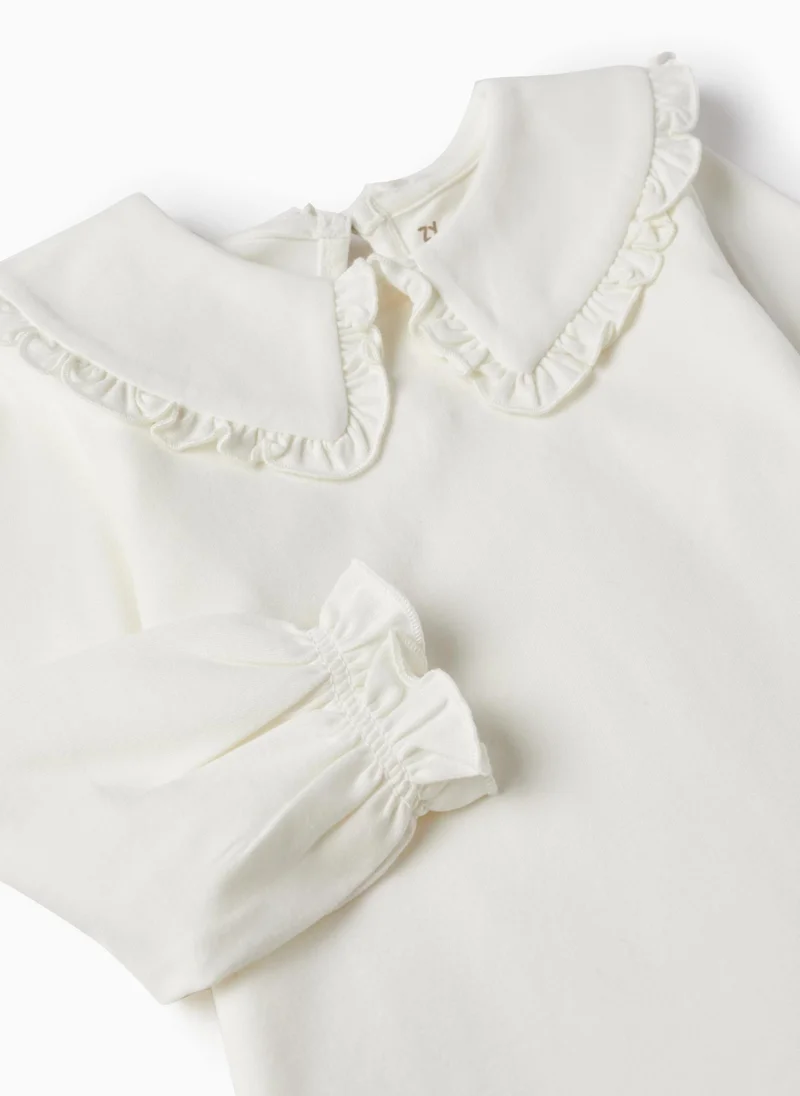 Zippy Long Sleeve Cotton Jersey T-Shirt for Baby Girls, White