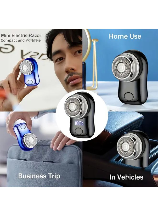 ماكينة حلاقة كهربائية للرجال زرقاء، شاحن سريع من نوع USB-C، ماكينة حلاقة لاسلكية، بطارية طويلة الأمد، ماكينة حلاقة للسفر - Image 2