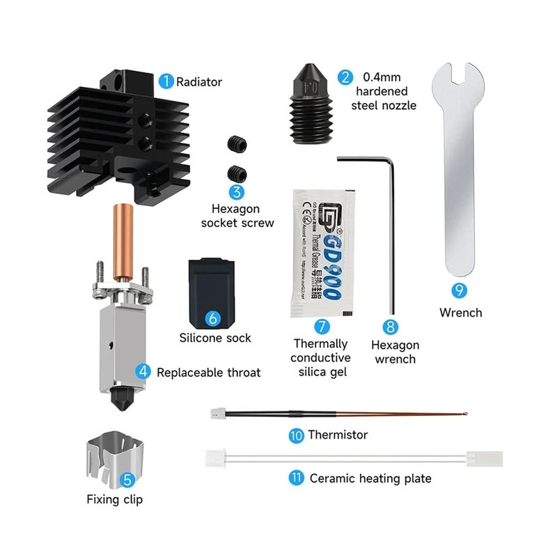 فوهة نهاية ساخنة خضراء ثنائية المعدن من الفولاد المقوى مع كتلة نحاسية مطلية بالنيكل لـ Bambu Lab X1C P1P - Image 3