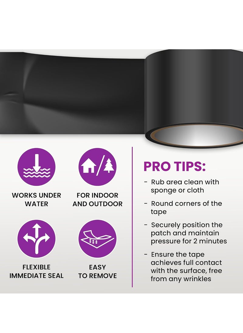 RATSAW Extremely Strong Waterproof Adhesive Tape, Outdoor and Indoor  Roof Repair Tape 10 cm  1.5 m UV  Duct Tape Self Welding Tape Black  - Image 3