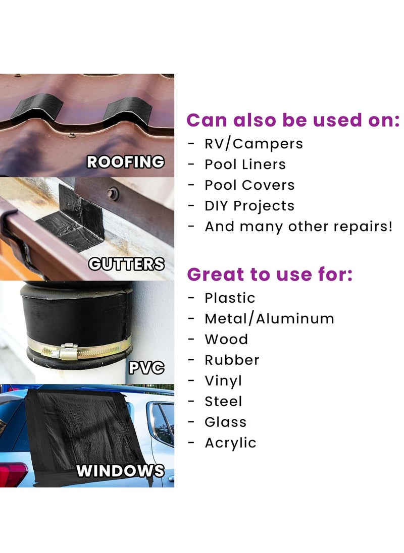 RATSAW Extremely Strong Waterproof Adhesive Tape, Outdoor and Indoor  Roof Repair Tape 10 cm  1.5 m UV  Duct Tape Self Welding Tape Black  - Image 4