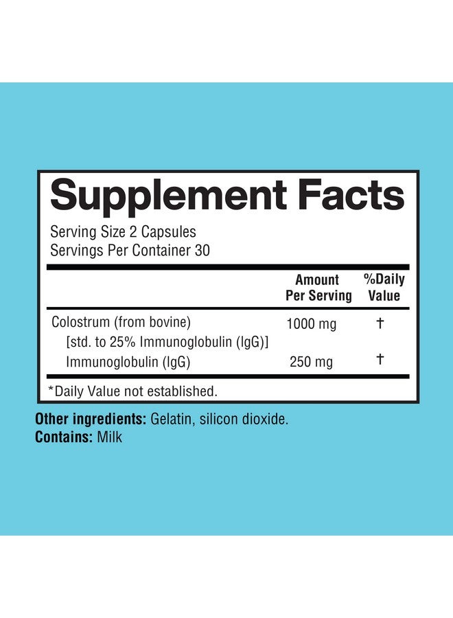 Happi Mi Nutrition كبسولات كولستروم هابي مي للتغذية 1000 ملغ لكل حصة - مصدرها من الولايات المتحدة، 25% من الغلوبولين المناعي لدعم المناعة وصحة الأمعاء، 60 كبسولة، 30 حصة - Image 2