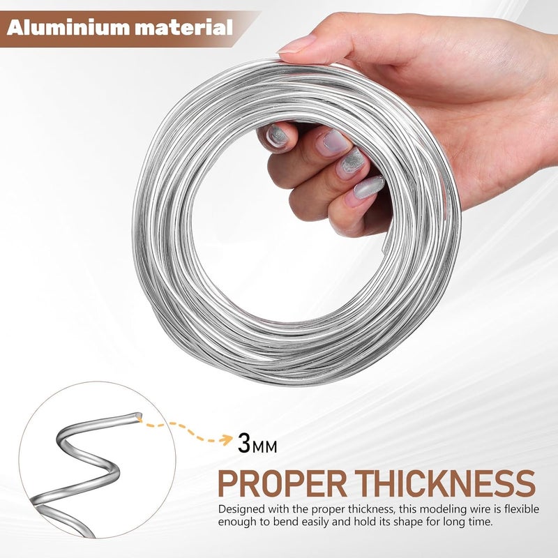 Flexible Aluminum Wire for Crafts 3mm 15m Bendable Metal Wire for Floral Making and Jewelry DIY Projects for Sculpting and Wreath Crafting - Image 3